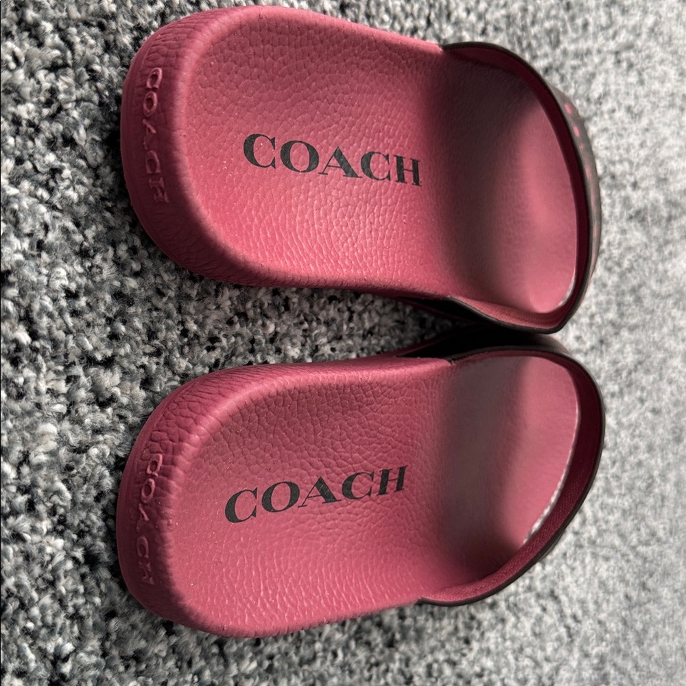 Coach Burgundy and Black Logo Slide Sandals - Picture 4 of 6